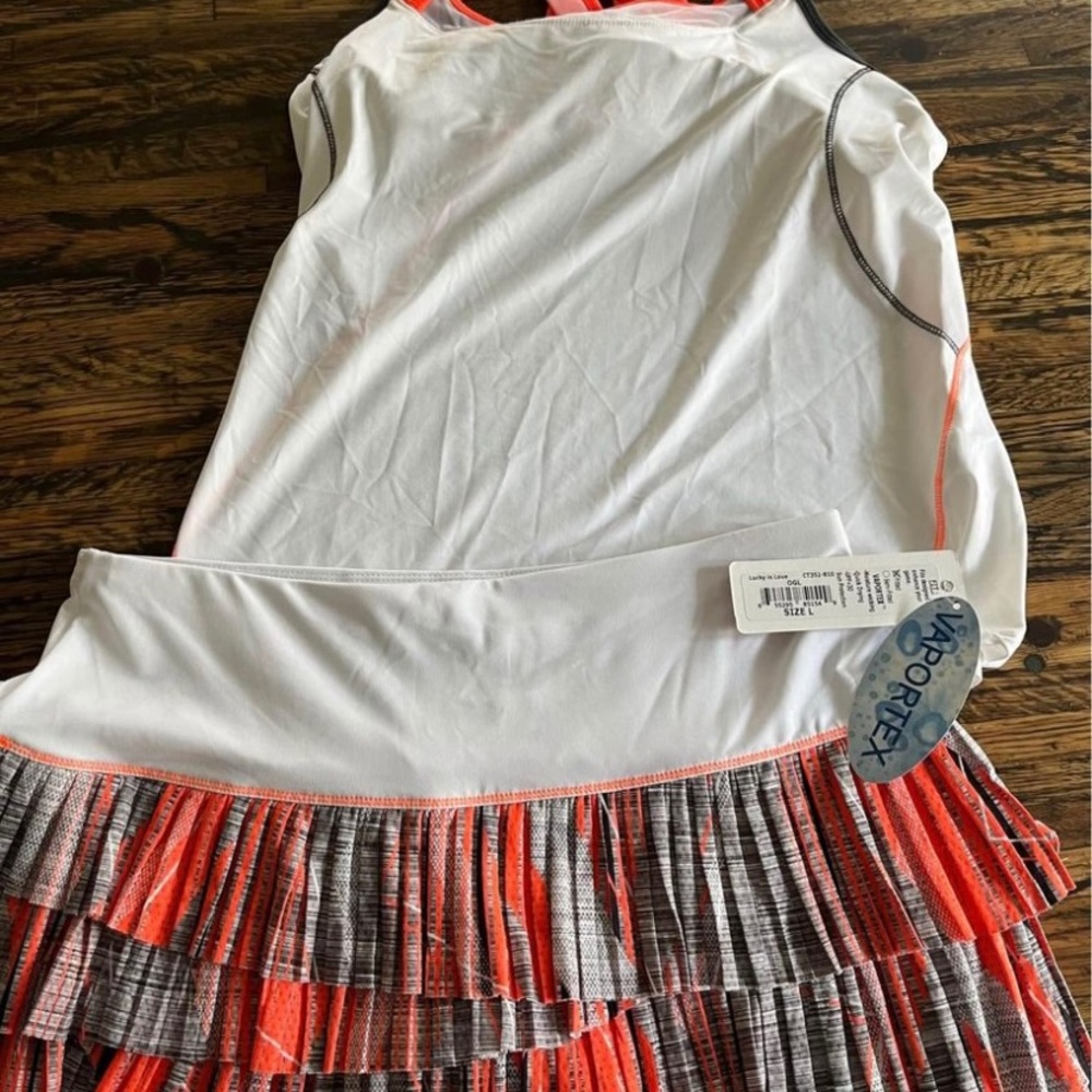 Lucky in Love Tank top and pleated layered Skirt Matching Set Size Large NWT